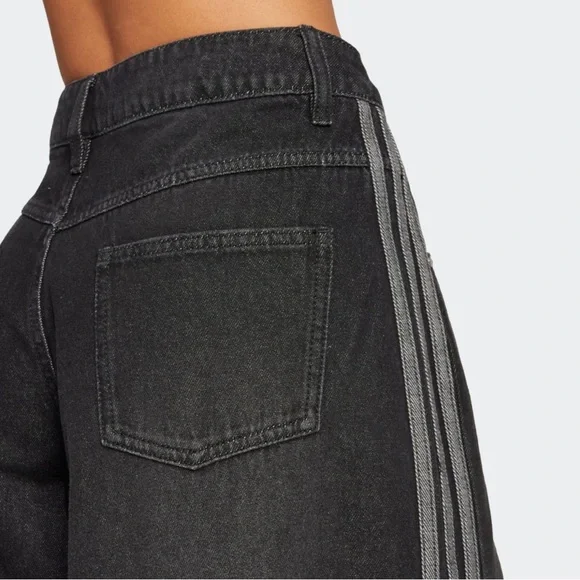 NWT ADIDAS Adicolor denim Adilenium wide leg black grey jeans two sizes 24 & 32 - Picture 2 of 6